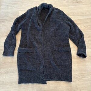 Barefoot Dreams Cozychic Cali Cardigan Sweater Heathered black gray XS